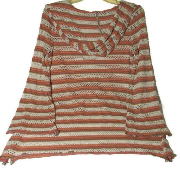 Boho We The Free Hooded Top Open Knit Long Bell - Picture 2 of 4